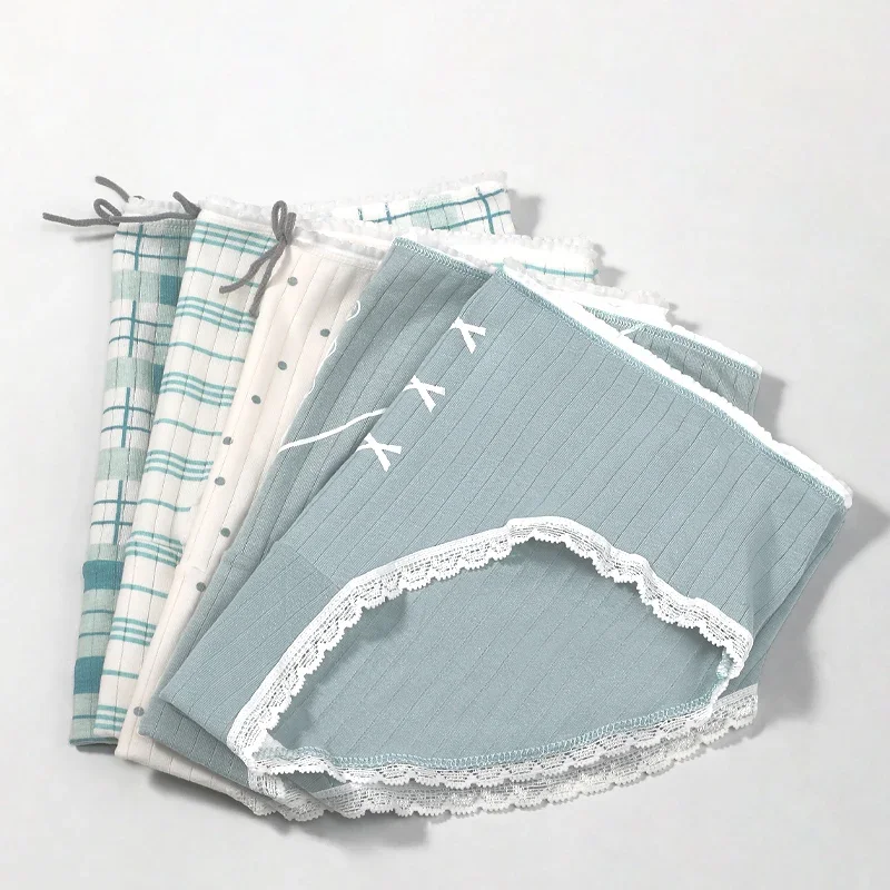 5 قطع سراويل داخلية مريحة وقابلة للتنفس للنساء، سراويل صيفية رفيعة متوسطة الخصر، سراويل قصيرة من القطن بالكامل للفتيات الصغيرات