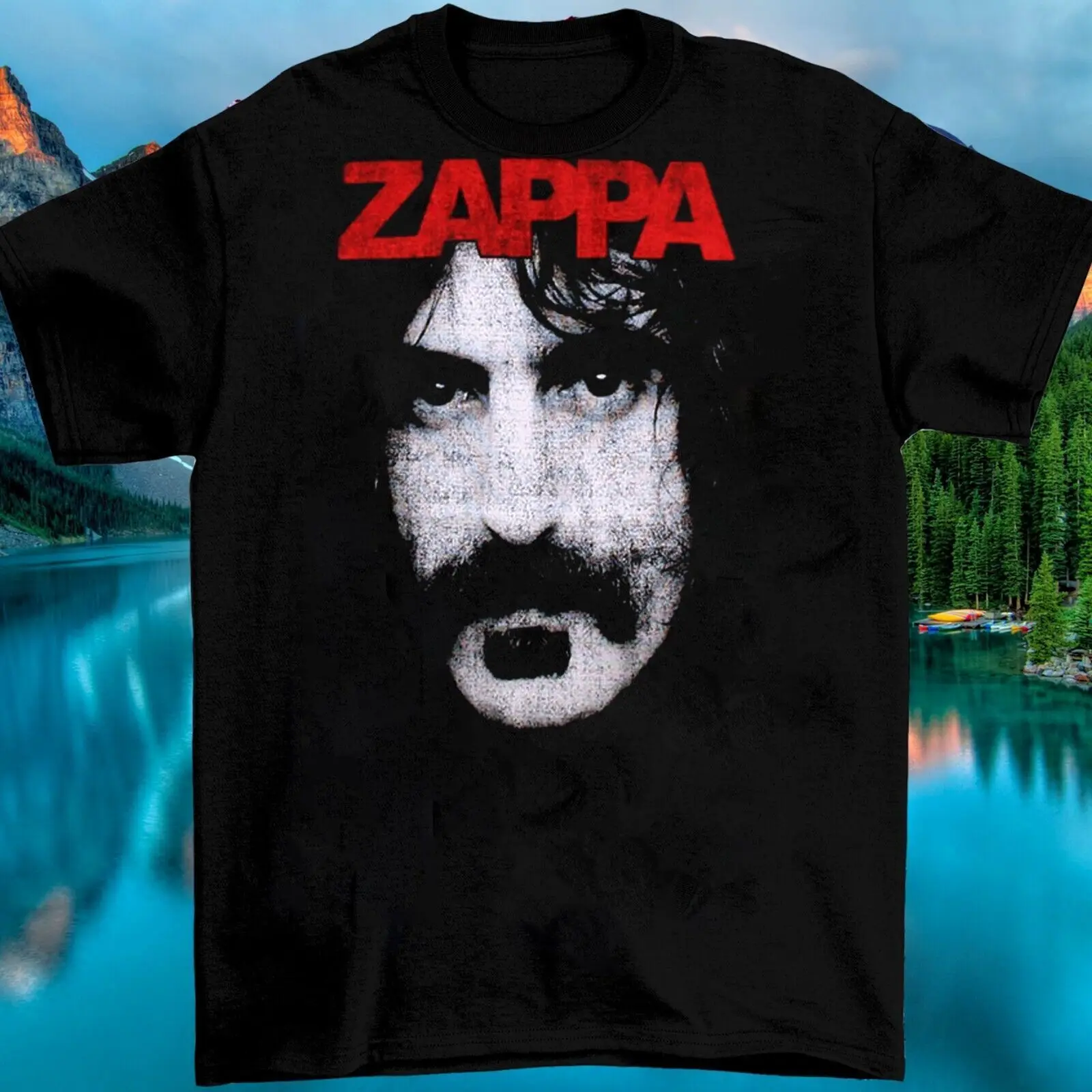 Czarna koszulka Frank Zappa Face Bawełniana czarna koszulka w każdym rozmiarze