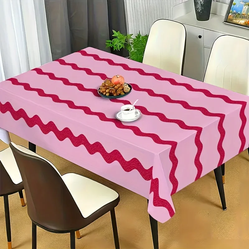 JIT 1PC, polyester tablecloth - Pink scalloped pattern, rectangular machine-made tablecloth, YZB