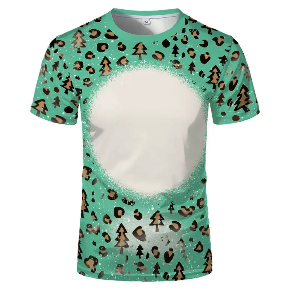 Sublimation Tie Dye Blank Polyester Tee Tops Heat Transfer Blanks T-shirt Round Neck Short Sleeve For DIY Custom Logo