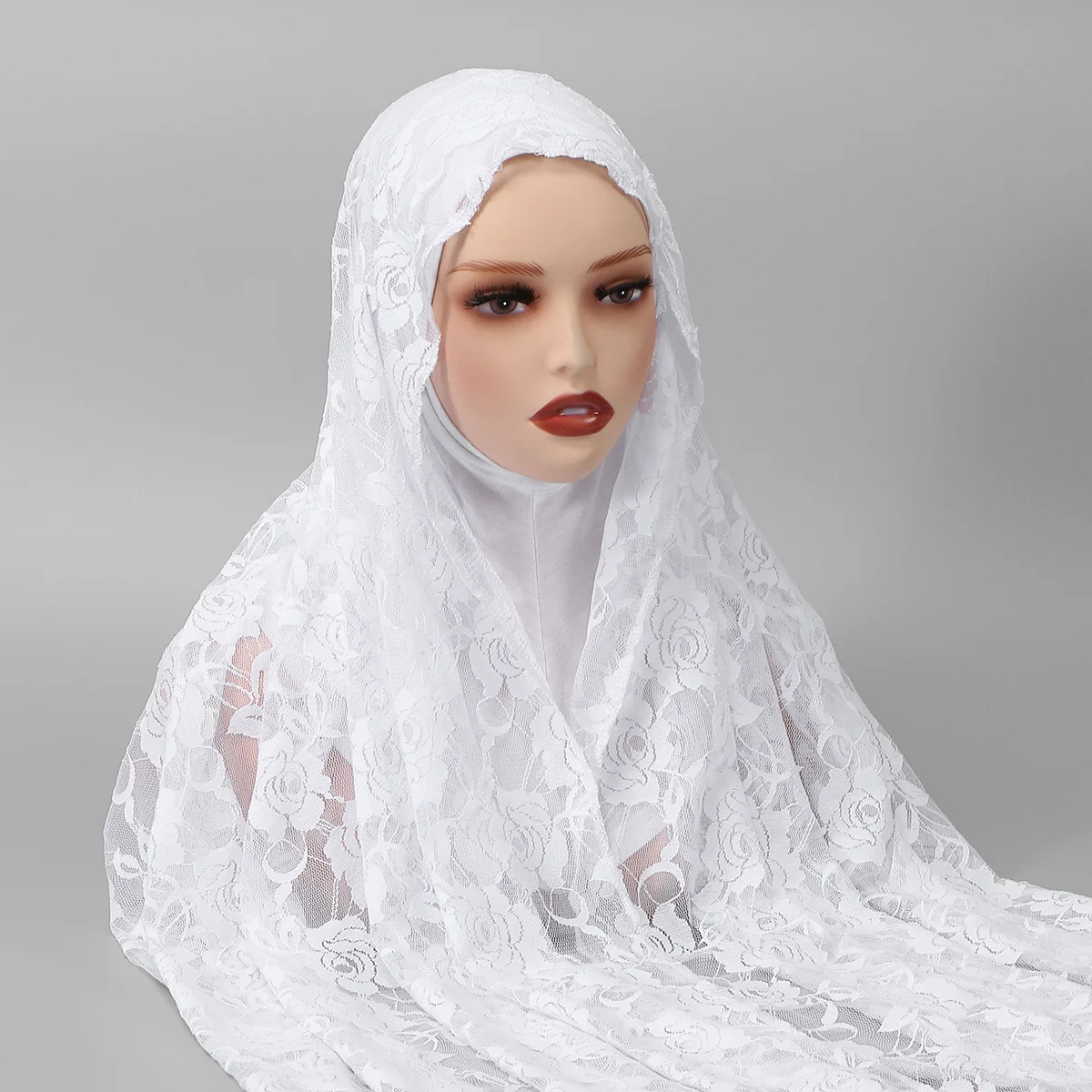 1PC Flower Lace Jersey Underscarf Hijab Cap Scarf
