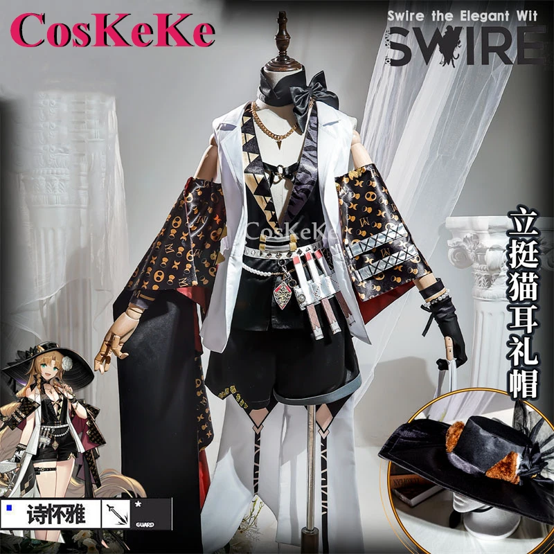 

CosKeKe Swire The Elegant Wit Cosplay Game Arknights Costume Agent Fashion Uniform Full Set Halloween Party Role Play Clothing