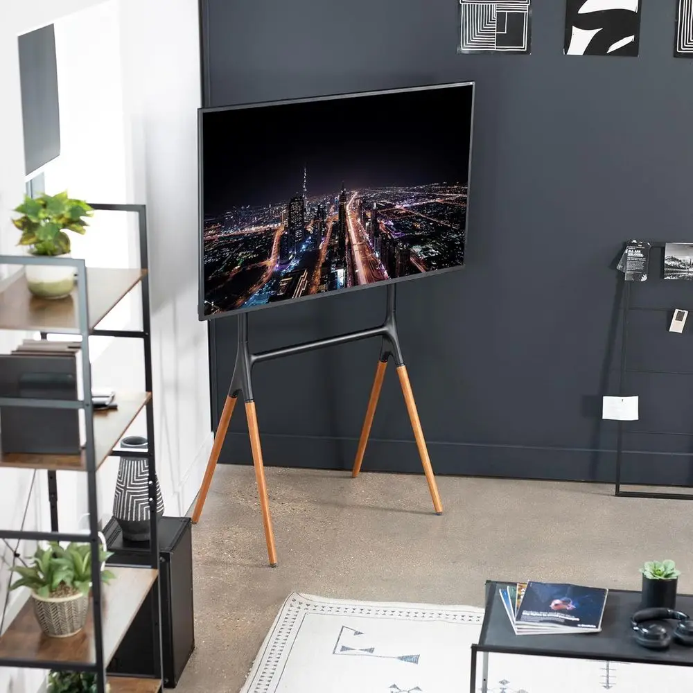 k Wood Easel TV Stand or 49 to 70 inch Sns, STAND-TV70A | Aulating Artistic Studio Display Stand, Adjustable TV Mount with Swive