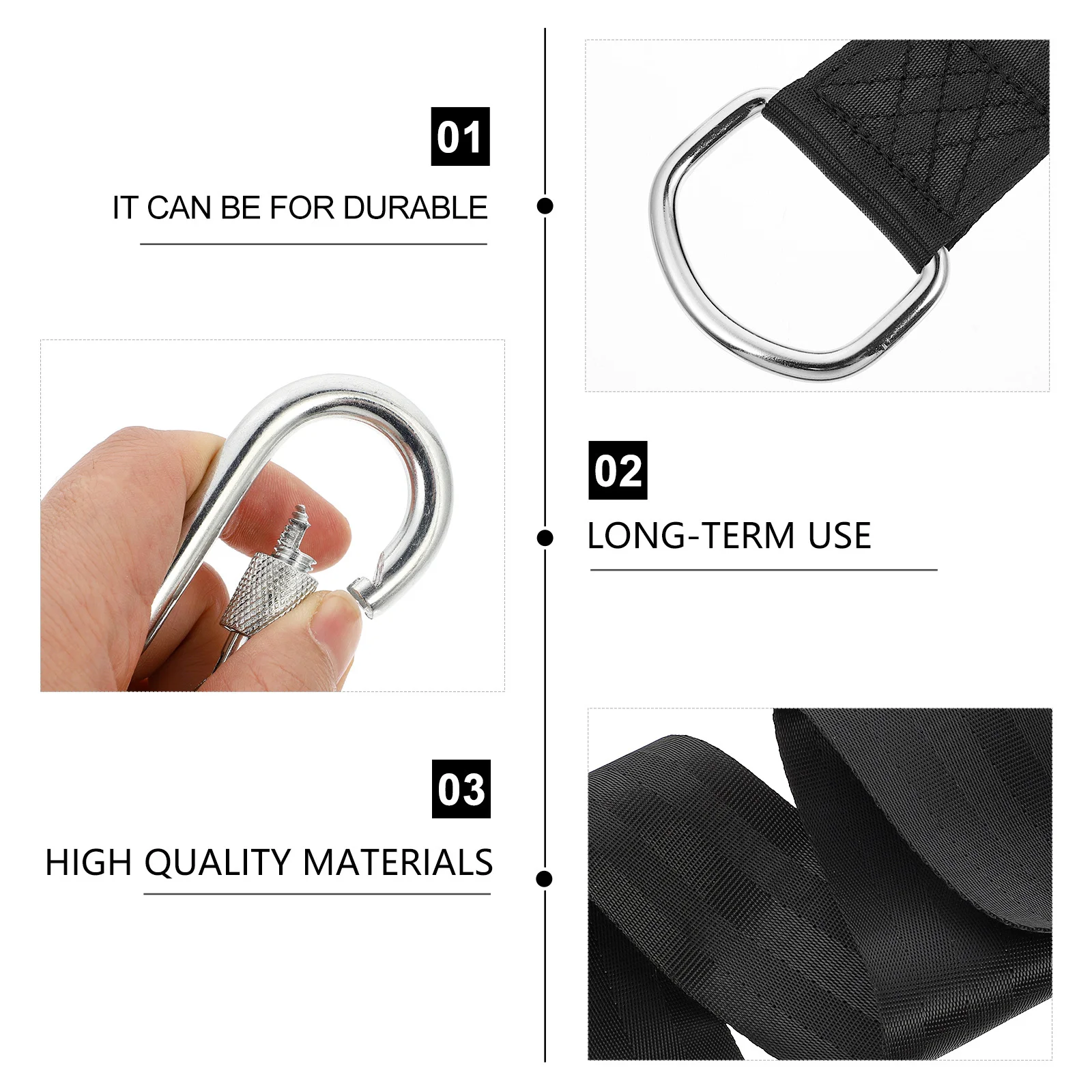 1 set 1 Set Tree Hanging Kit Hammock Outdoor Swing Strap Kit Strap For Swing Seat Rope Carabiner Durable Safe Easy Install