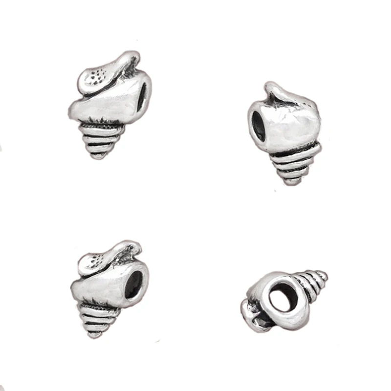 20pcs Large Hole Spacer Beads Vintage Metal European Rope Bracelets Conch DIY Accessories For Jewelery Manufacturing Wholesales
