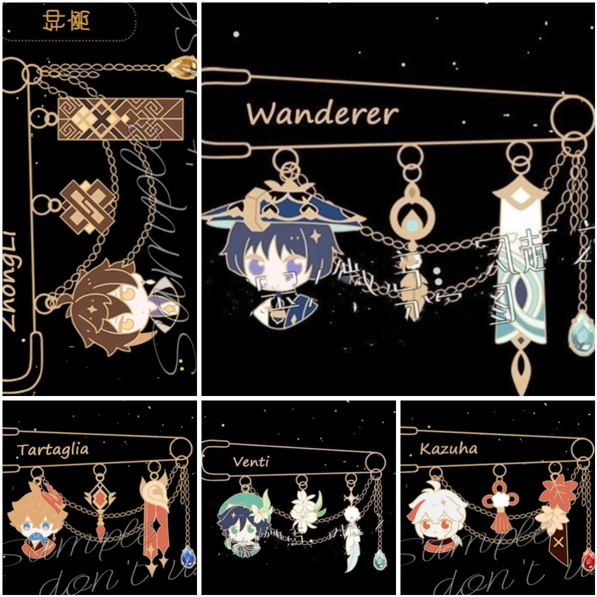 Wanderer Everlasting Lord of Arcane Wisdom Kaedehara Kazuha Venti Cosplay Pin Backpack Pendant Kawaii Accessorie Mascot Souvenir