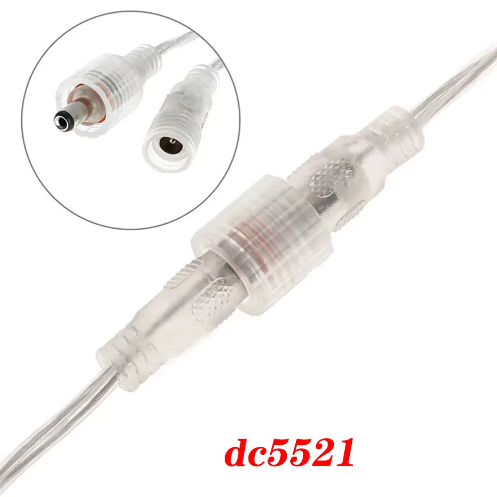 

Transparent DC Male Female Pigtail Cable Jack plug 5.5x2.1mm 2A 22awg Power Adapter Connector Extension Cord For Strip