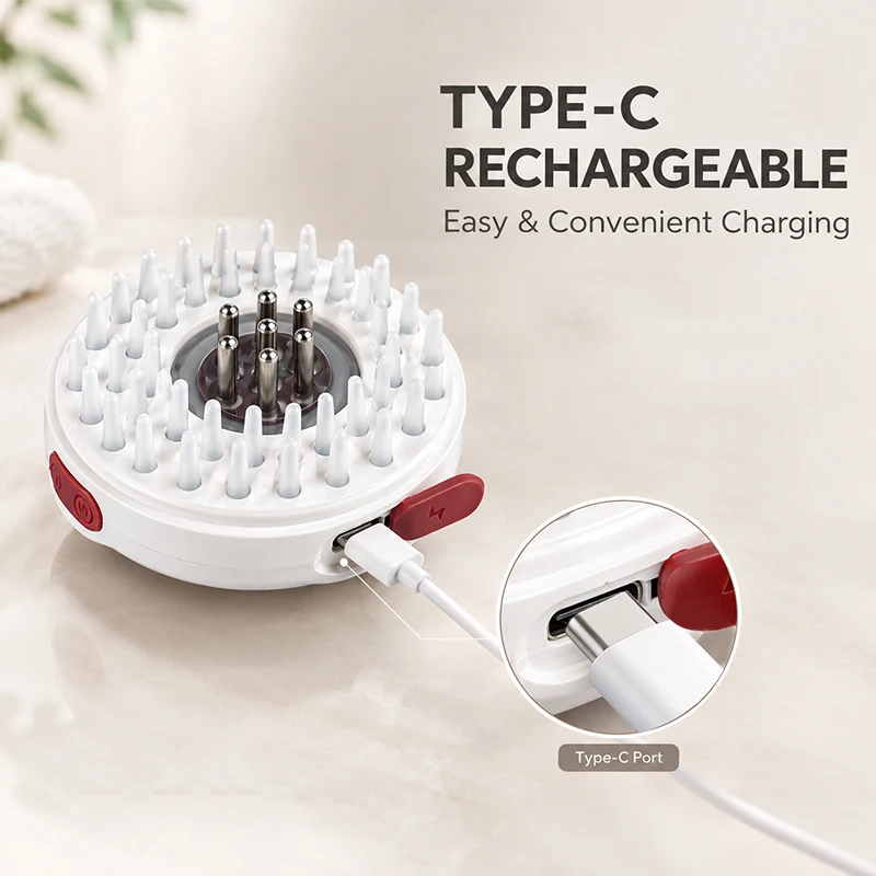 RUNTOIN Electric Massage Comb Red Light Hair Scalp Massager Serum Liquid Applicator Hair Nourishing Import Massage Brush for Hai