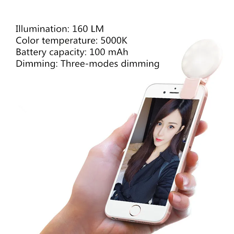 Mobile Phone LED Selfie Ring Light Portable Mini Durable Practical Three Stop Dimming Circle Photography Clip Fill Light