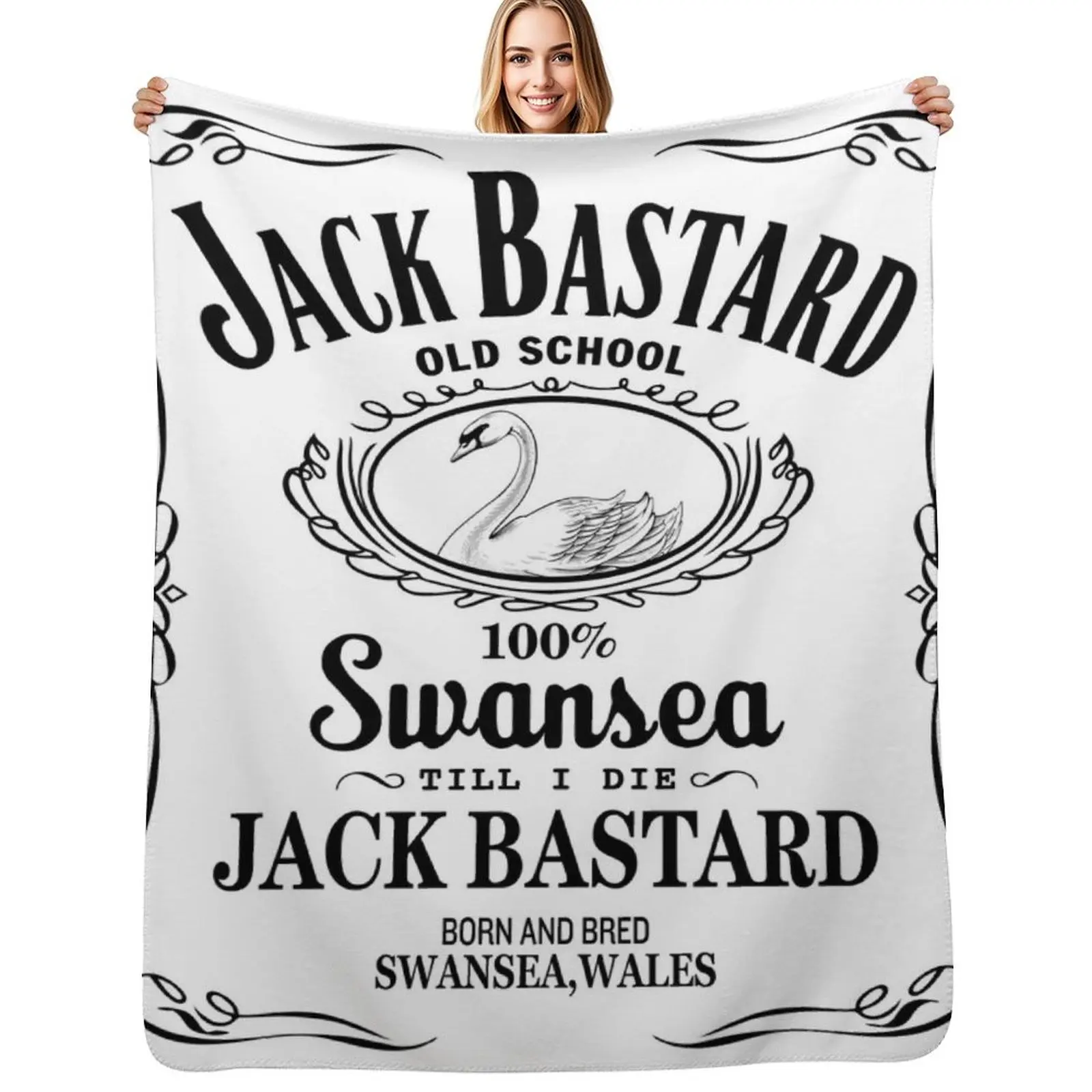 SWANSEA - JACK BASTARD B+W Throw Blanket Color Fast Cozy Throw Blanket