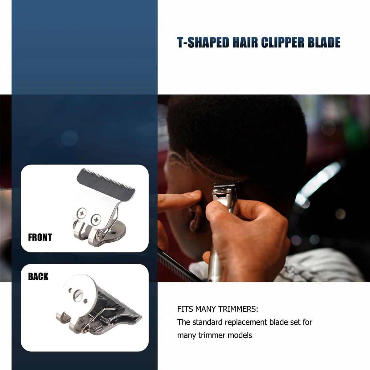 AT17 T-Shaped Hair Clipper Blade with Stand T9 Blade Trimmer Replacement Head Replacement Clipper Head Silver