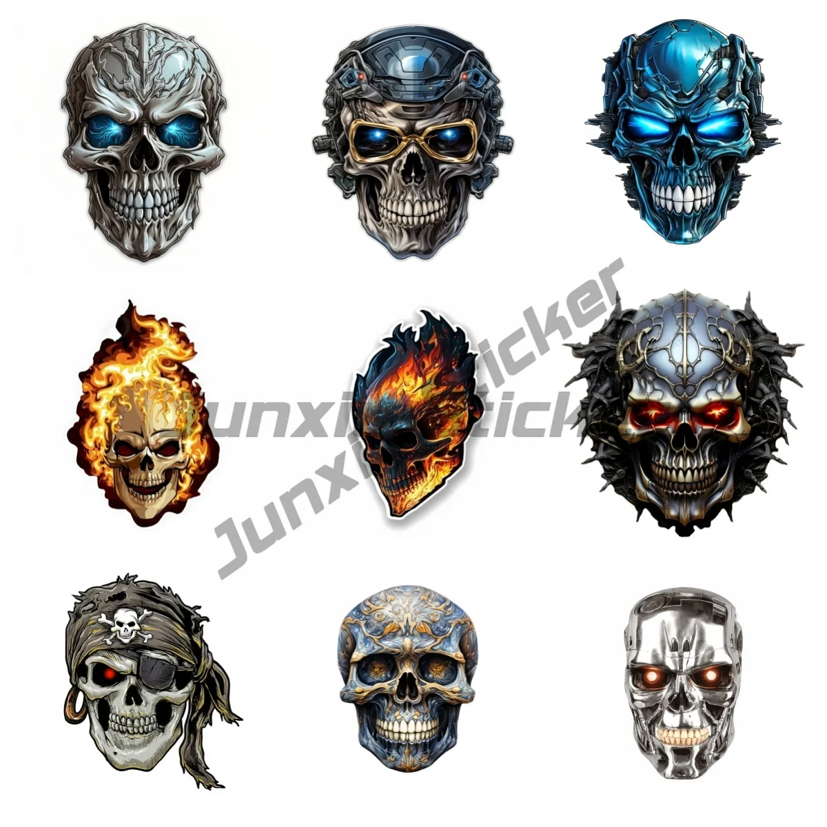 

Skeleton Head Car Stickers for Windshield Body Windows Non Fading Vinyl Decals Motorcycle Head Cool Skull Decoration