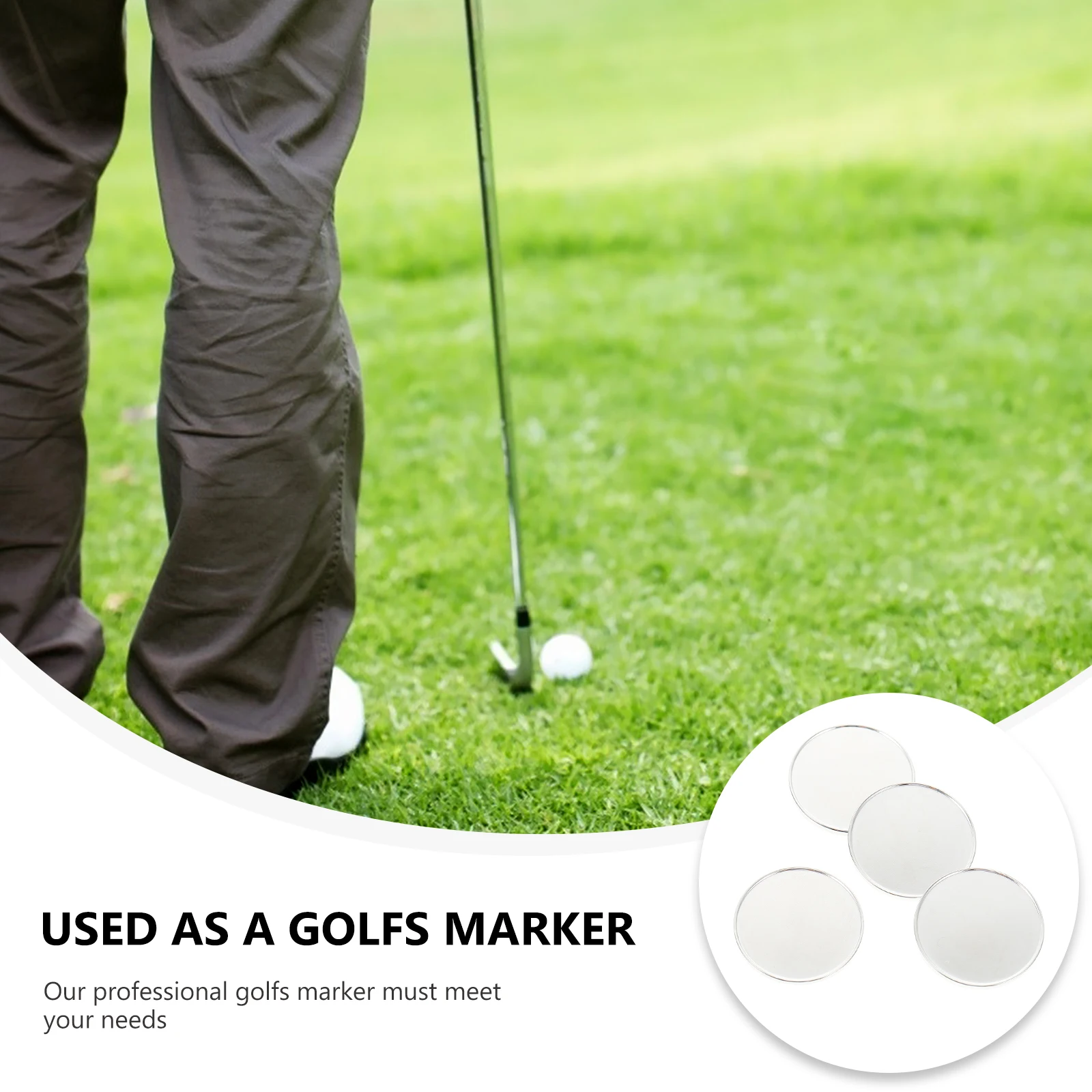 

4Pcs Iron Golf Ball Positioning Markers Tools Supplies Silver Color Long Use Safe Hands Practice Accessories Golfs