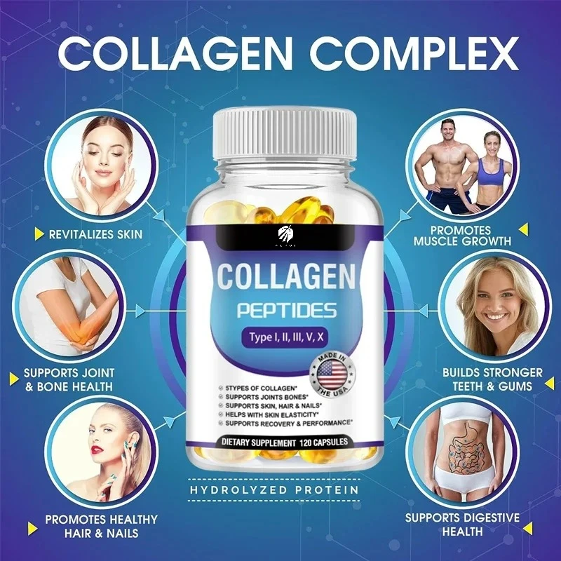 

Collagen Peptides Capsules for Hair Skin Nails Bones & Joint Health Support Beauty And Wellness Supplement