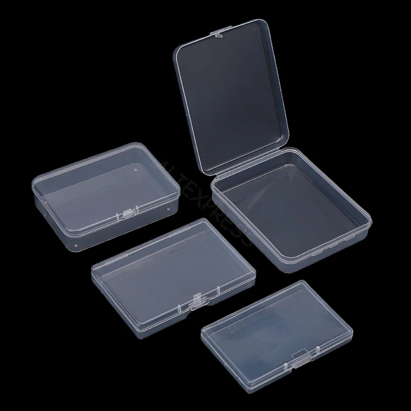 

2PCS Desk Organizer Box INS Transparent Rectangular Photocard Storage Box Photo Small Card Organizer Storage Case