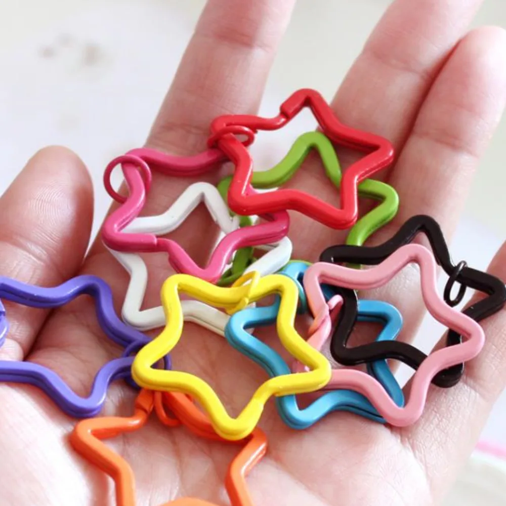 Kawaii Color Painted Key Holder Split Rings DIY Accessory Metal Star Shaped Candy Keychain Key Rings 35MM Titular De La Clave