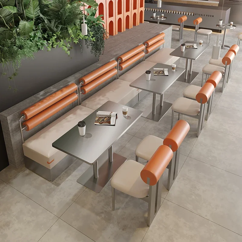 Internet celebrity industrial style, Korean barbecue restaurant, stainless steel booth sofa, theme restaurant