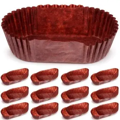 Tazas para pasteles, revestimientos de papel ovalados para hornear, envoltorios para magdalenas a prueba de grasa, bandeja de postre en forma de barco para panadería, uso en fiestas de bodas