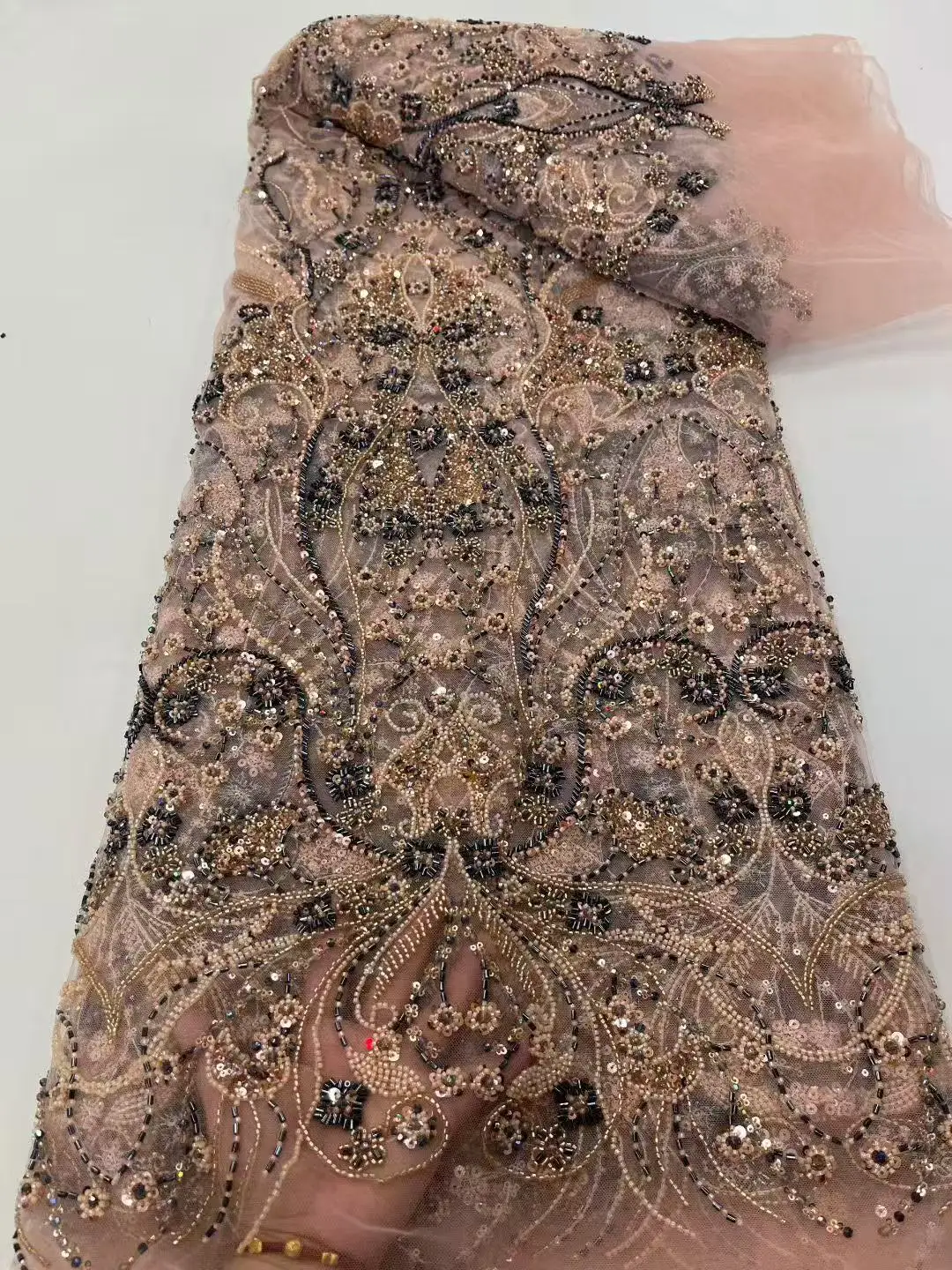 Высококачественные роскошные бусины, французская вышивка, кружевная ткань для жениха, африканская нигерийская ткань с блестками, материал для свадебного платья