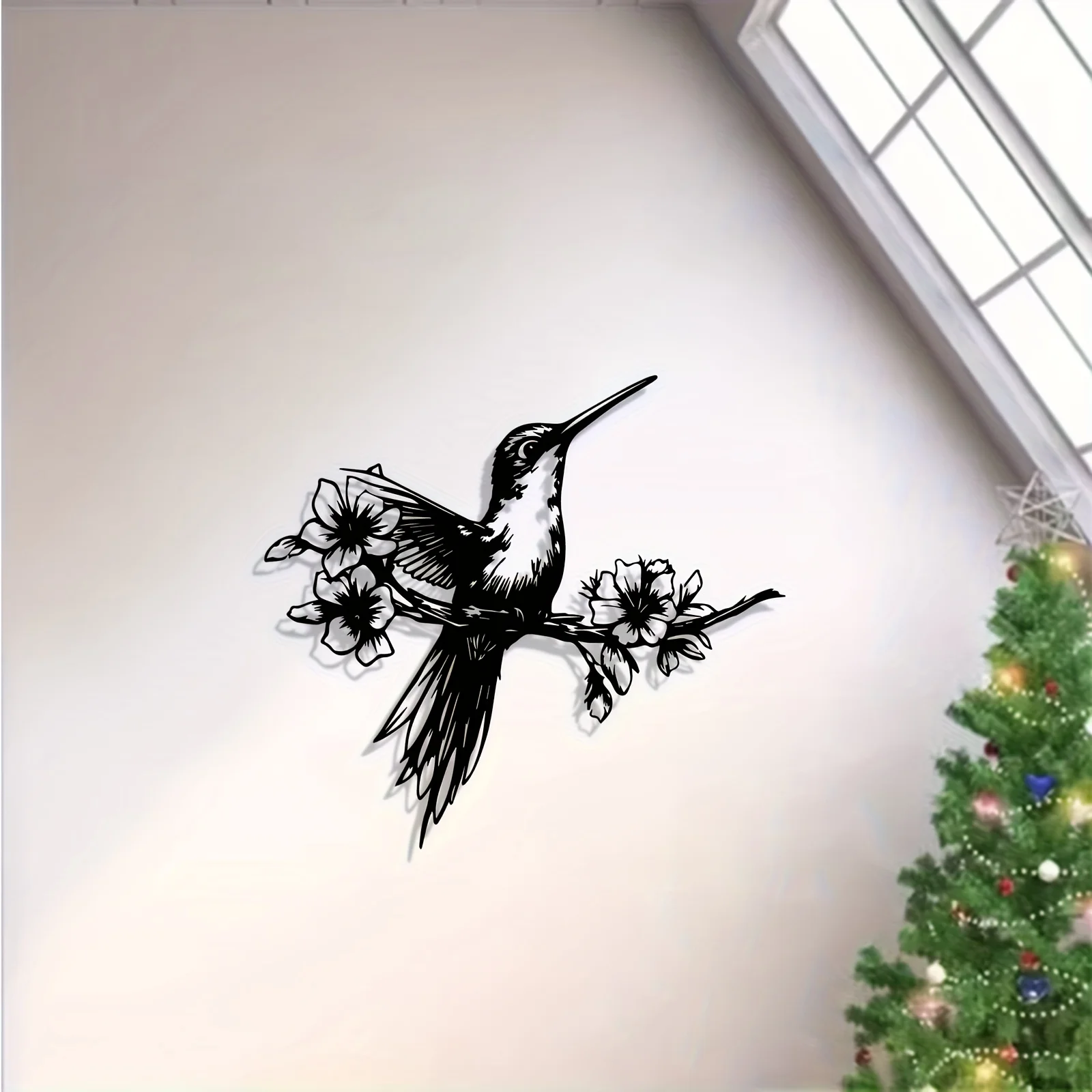 Modern Hummingbird Metal Wall Art Iron Elegant Bird Sculpture Garden Patio Fence Hanging Mural Christmas Nature Decor Gift