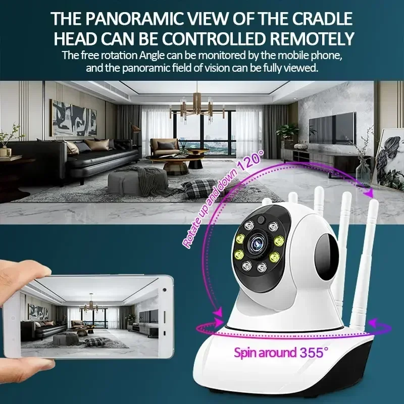 Caméra de sécurité domestique sans fil - Vision nocturne Audio bidirectionnel CCTV Babyphone IP HD 2MP 3MP Utilisation intérieure