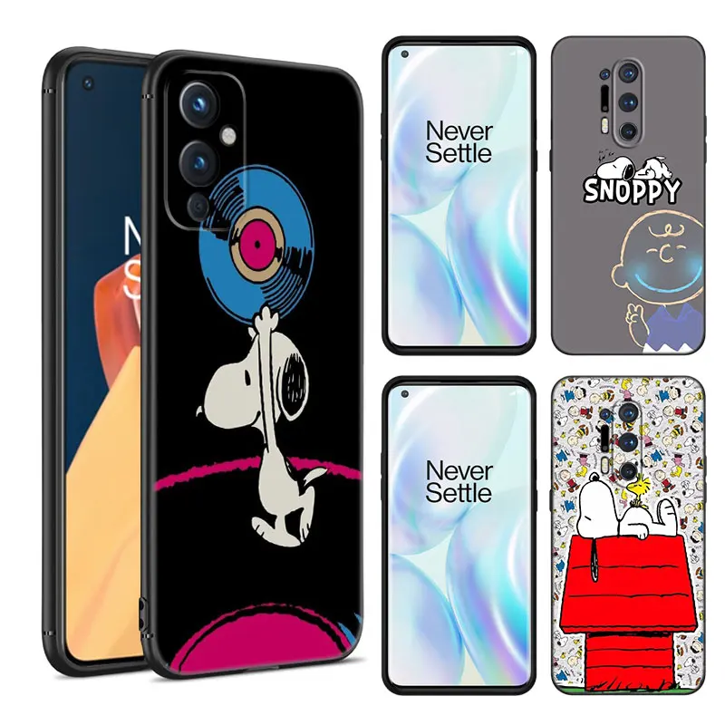 Cute S-Snoopy Black Silicone Phone Case For OnePlus 9R 10R 11R 12R ACE 2 Pro 2V 3V Nord CE 2 3 Lite 4 N10 N20 N30 SE 5G