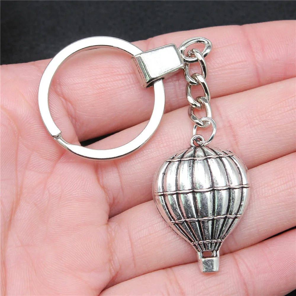 Souvenirs Gift Antique Silver Color 23x32mm Hot Air Balloon Pendant Keyring