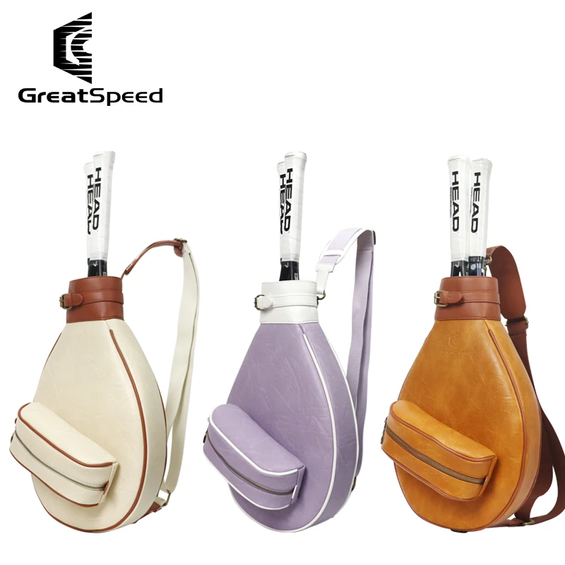 High quality leather tennis sports shoulder bag can accommodate 2 rackets storage bag retro bag men's and women's styles
