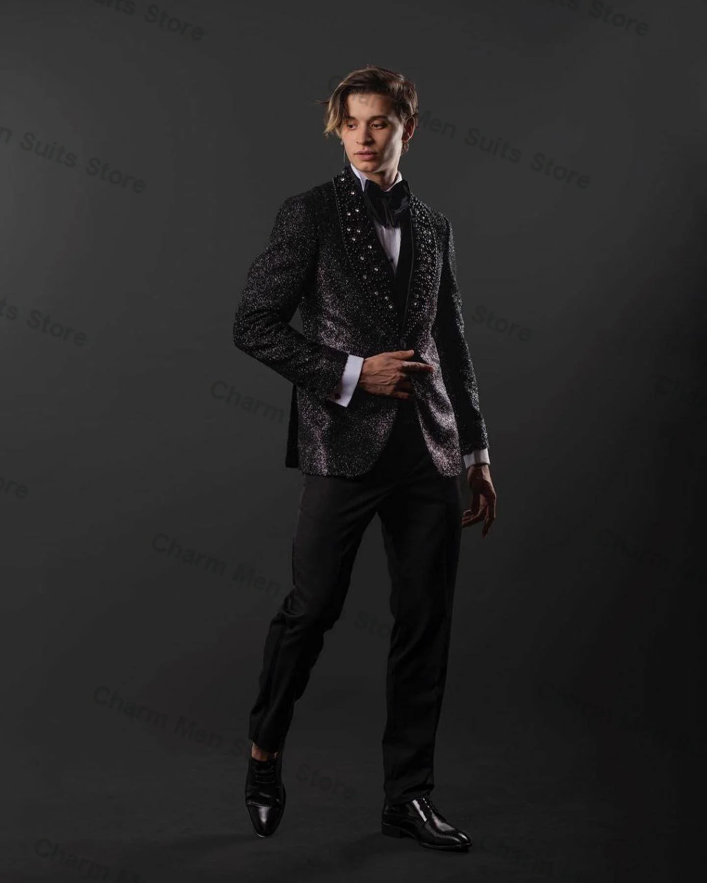 

Glitter Sequins Wedding Men Suits Set 2 Piece Blazer+Pants Trousers Tuxedo Beaded Cotton Formal Office Prom Jacket Business Coat