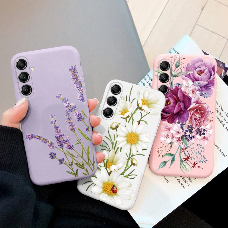 Vintage Flowers Leaves Plant Rose Phone Cases For Samsung M15 M55 M35 M54 Siling Shockproof Fundas Silicone Protective tpu Cover