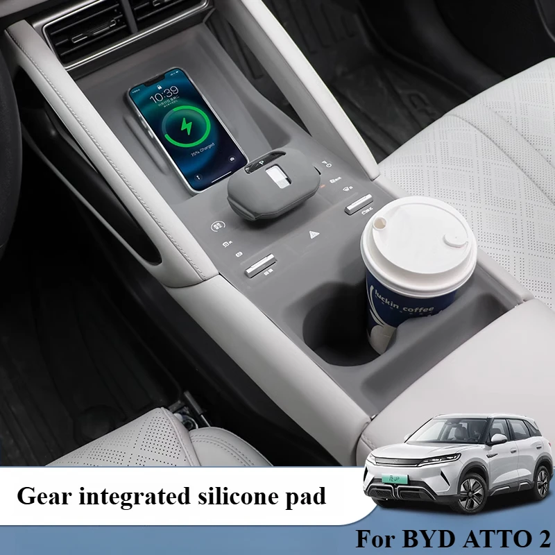 

For BYD ATTO2 Central Control Button Silicone Pad Water Cup Slot Wireless Charging Integrated Pad Interior Gear Protective Cover