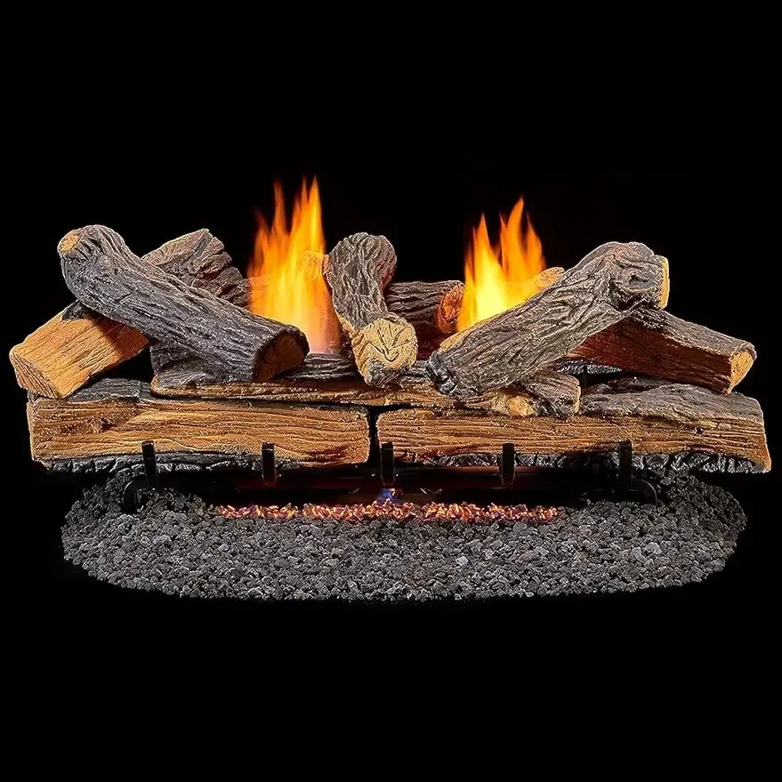 Duluth Forge-Dual Fuel Ventless Fireplace Logs Set with Remote Control, Use  Natural Gas or Liquid Propane, DLS-30R-1