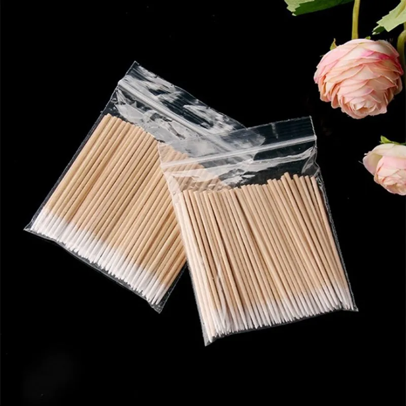 

Sdotter Disposable Cotton Swab Lint Free Micro Brushes Wood Cotton Buds Swabs Ear Clean Stick Eyelash Extension Glue Removing To