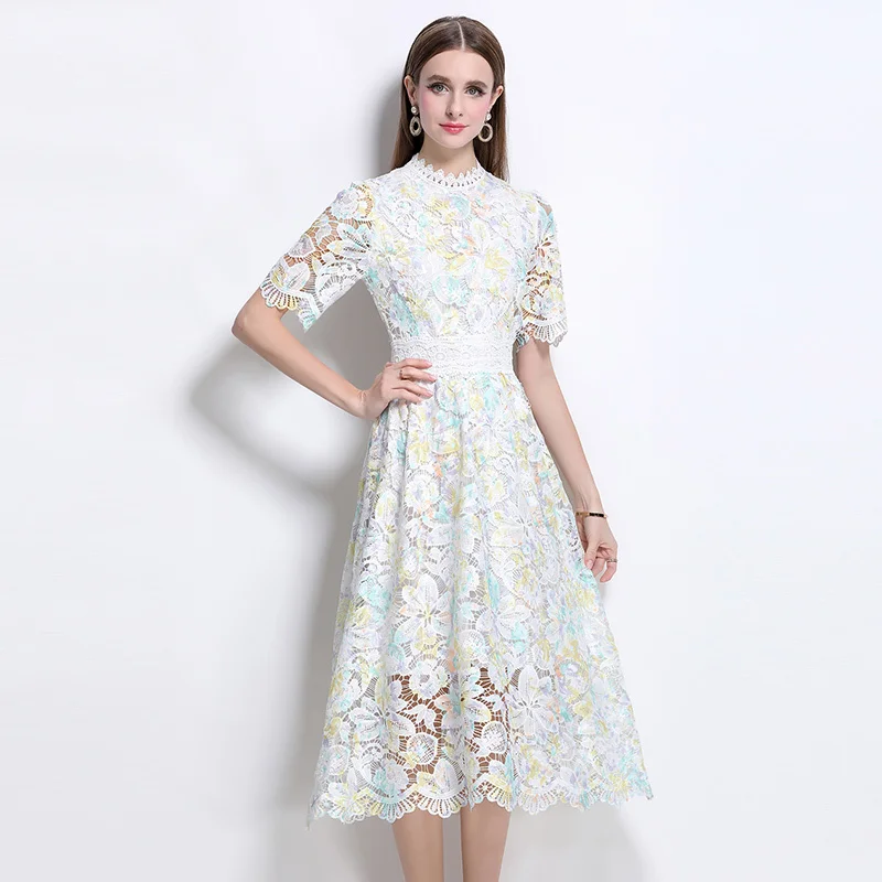 

Элегантное кружевное вечернее платье с рюшами и рюшами для женщин, летние длинные платья с короткими рукавами и вырезами, необычные вечерние платья миди, Vestidos