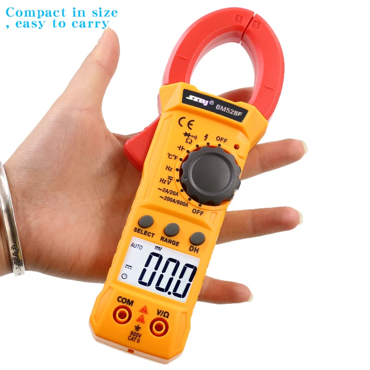 SZBJ BM528D Mini Anti-burn Electrician Clamp Meter Digital Ammeter Multifunctional Clamp Meter Capacitance Meter High Precision