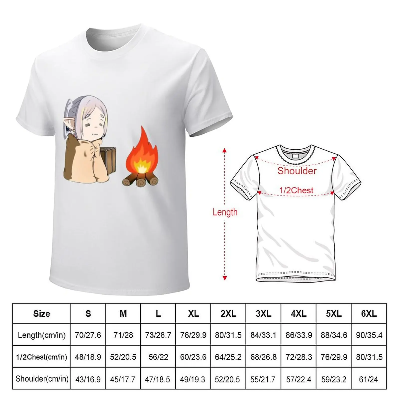 frieren warming by the fire sousou no frieren T-Shirt quick-drying tops mens white t shirts