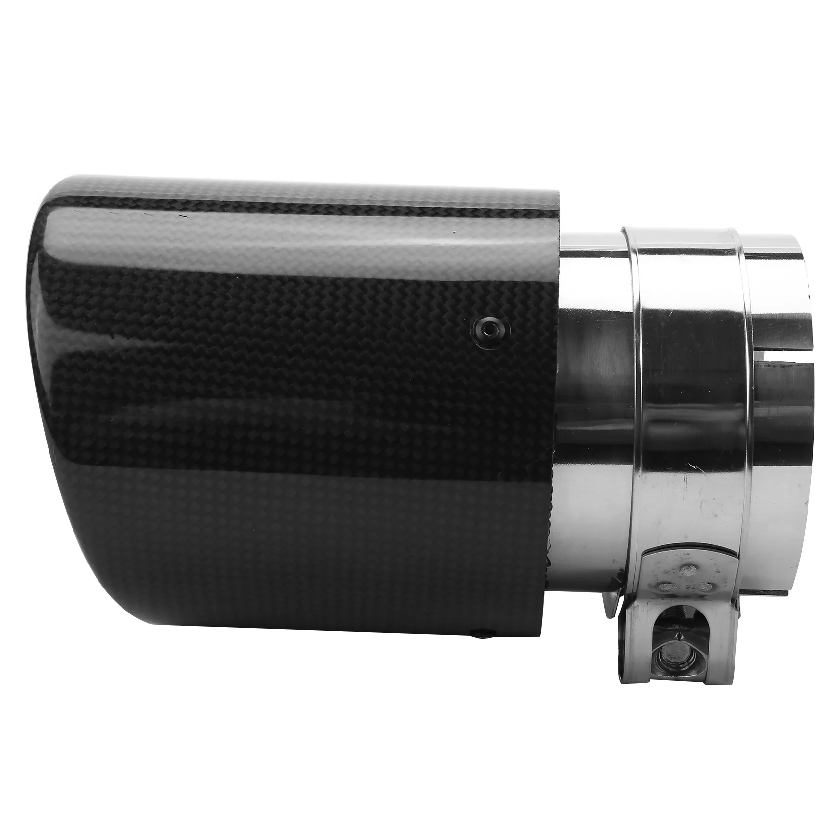 Universal 80Mm-In 101Mm-Out Glossy Black Car Carbon Fiber Exhaust Tail Rear Tip Pipe Muffler