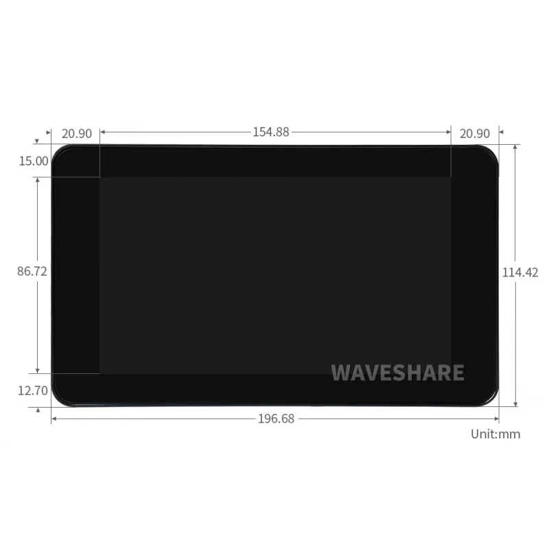 SKU-32080 Waveshare 7inch Capacitive Touch IPS Display for Raspberry Pi, with Protection Case, 1024×600, DSI Interface