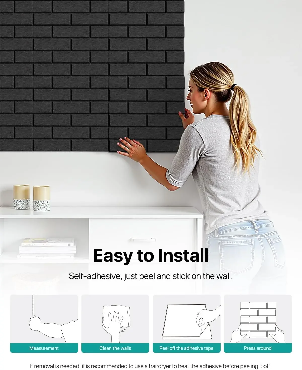 18 paneles acústicos autoadhesivos, paneles acústicos negros de 30x30x1 cm