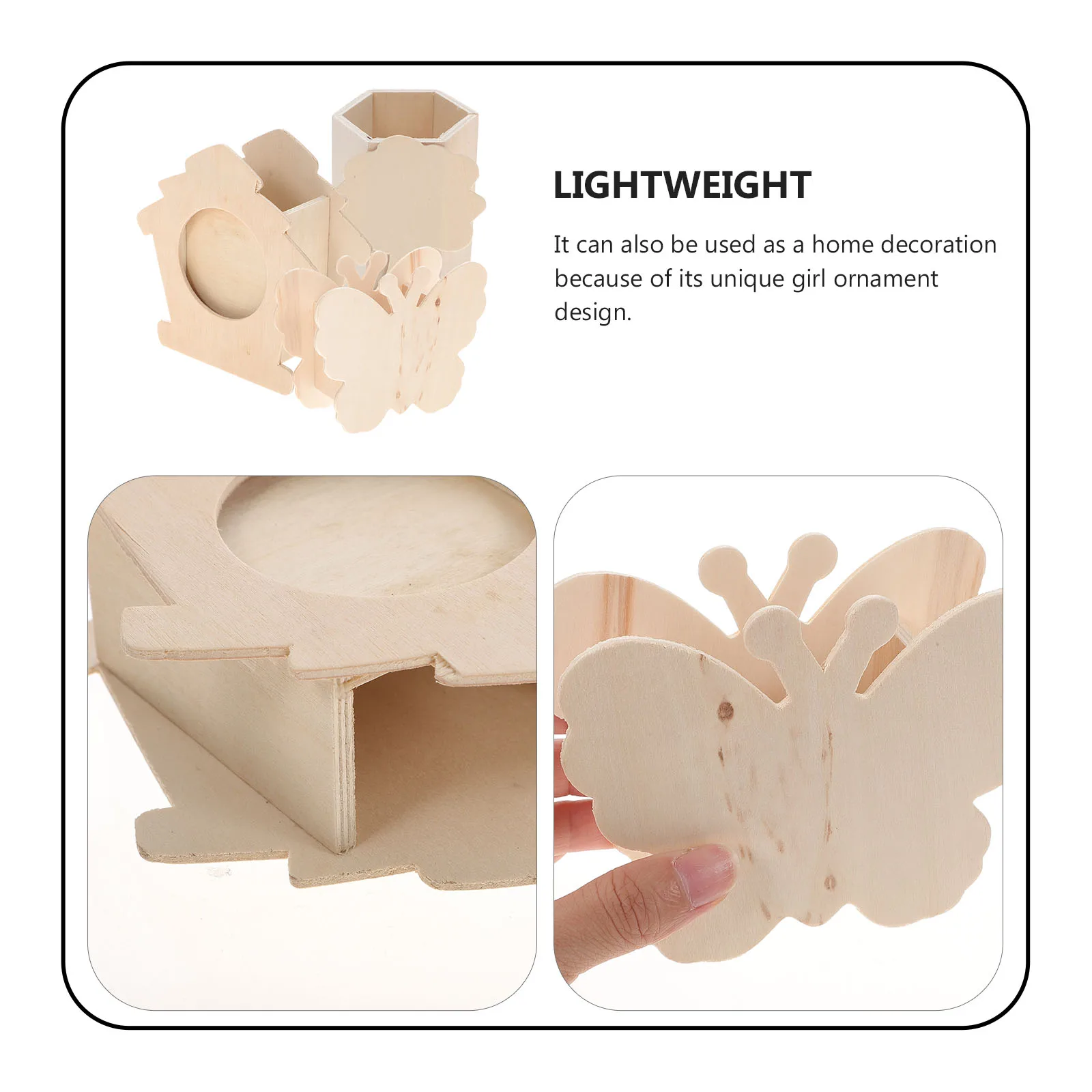 

3pcs Diy Wooden Pencil Holder Large Capacity Desk Organizer For Home Office School Stationery Storage Box Pen Container