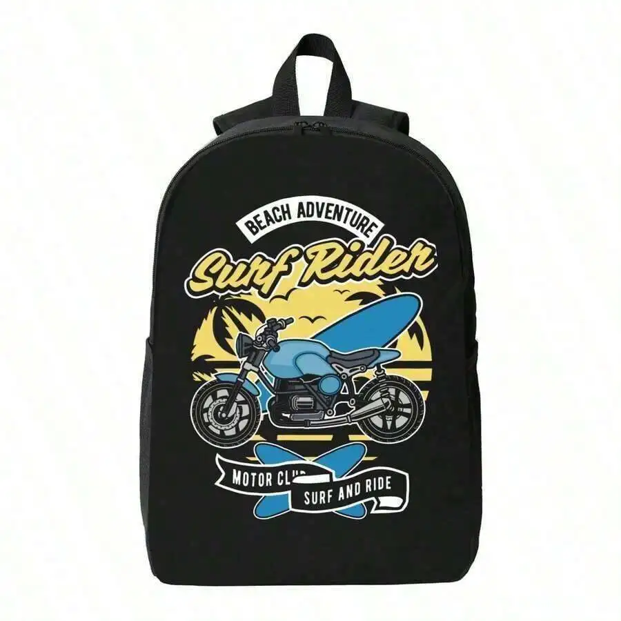 

Surf Rider Beach Adventure Motorcycle Print Casual Backpack For Adults