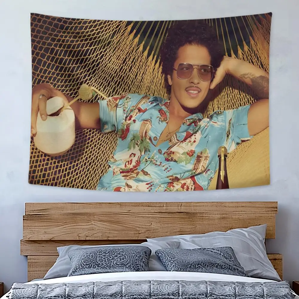Singer B-Bruno Mars Rapper Tapestry Art Decor Banner Microfiber Backdrop for Bedroom Living Room Bar Garden Party