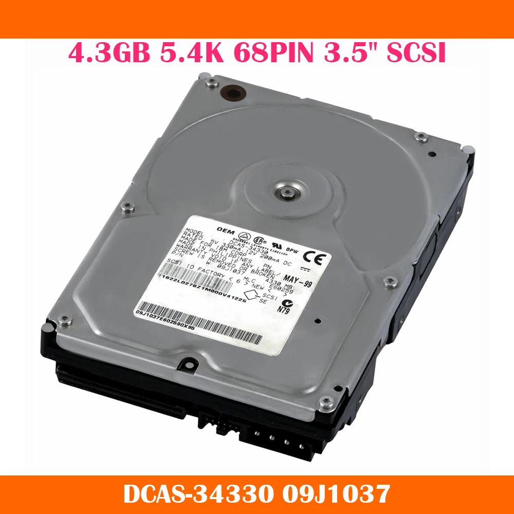 Server Hard Disk DCAS-34330 For IBM 09J1037 4.3GB 5.4K 68PIN 3.5'' SCSI