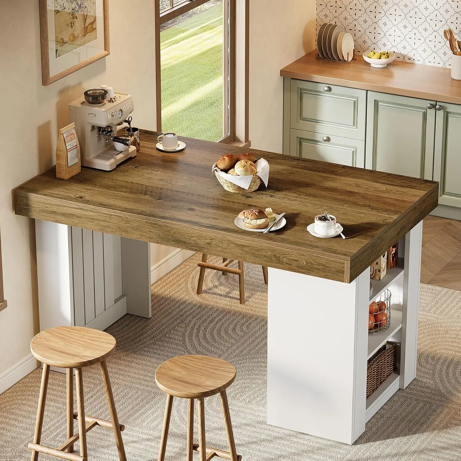 Home Bar And Counter - Îlot de cuisine avec rangement, table