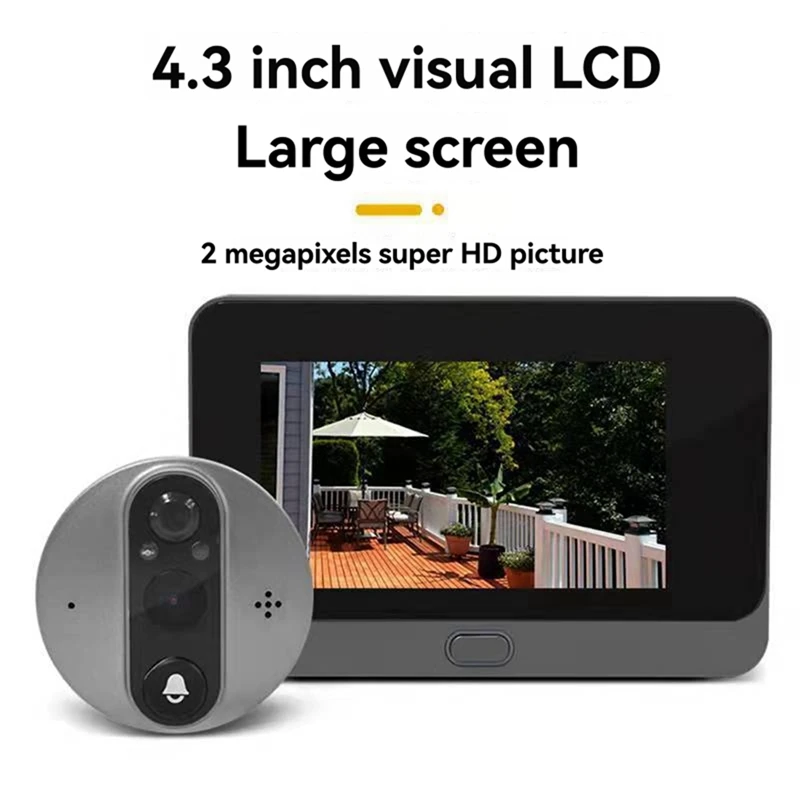 PORK-Tuya Wifi Smart Cat Eye Doorbell Monitoring กล้อง 3MP 140 °   ผู้สังเกตตาแมวอิเล็กทรอนิกส์มุมกว้าง