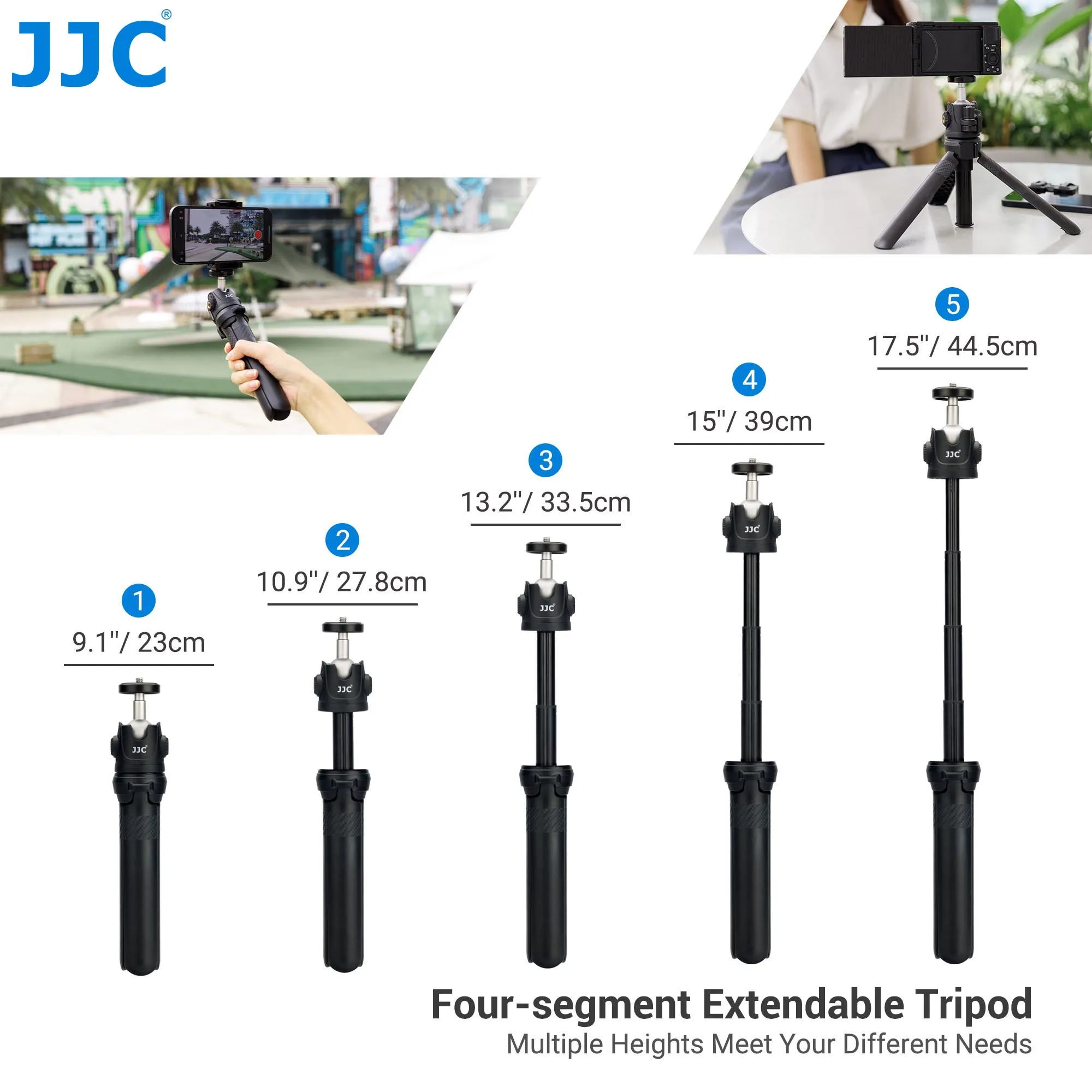 JJC Mini Tripod Selfie Stick Tabletop Tripod Max Load 1.5kg Support Projector Camera iPhone Android Phone GoPro Mic LED Light