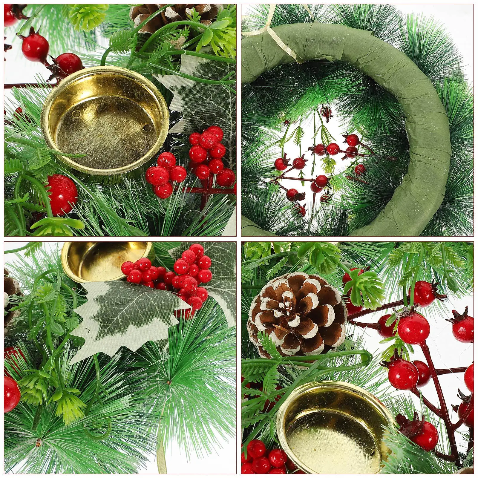 

Christmas Wreath Xmas Pillar Ring Artificial Pine Needle Decor Party Table Decoration Christmas Decor