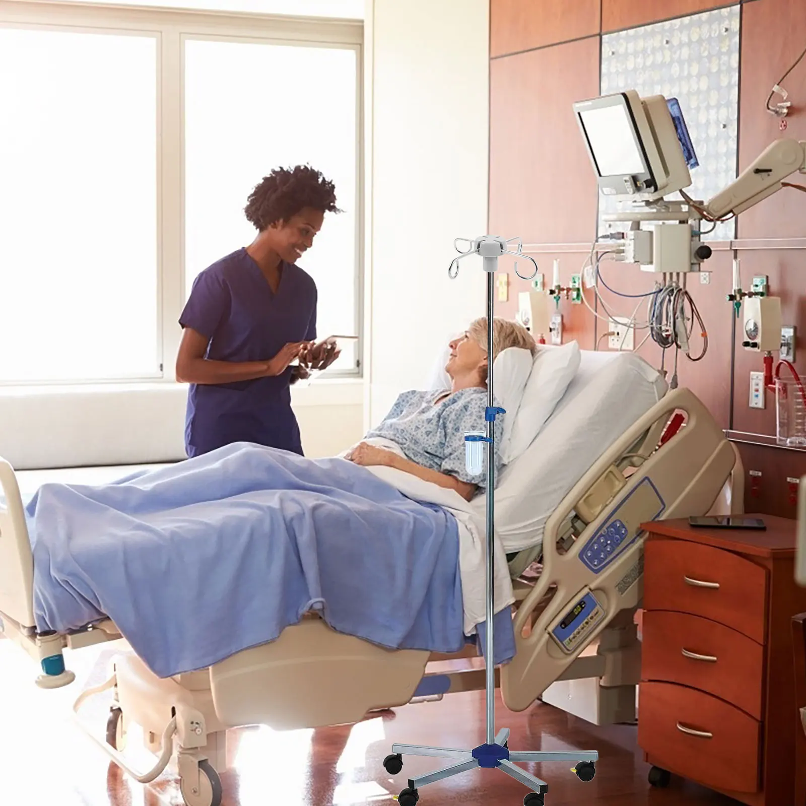 

Крючок для инфузионной подставки из нержавеющей стали, вертикальный дизайн для больничной клиники, прочная стойка для стойки IV, легкая портативная вешалка