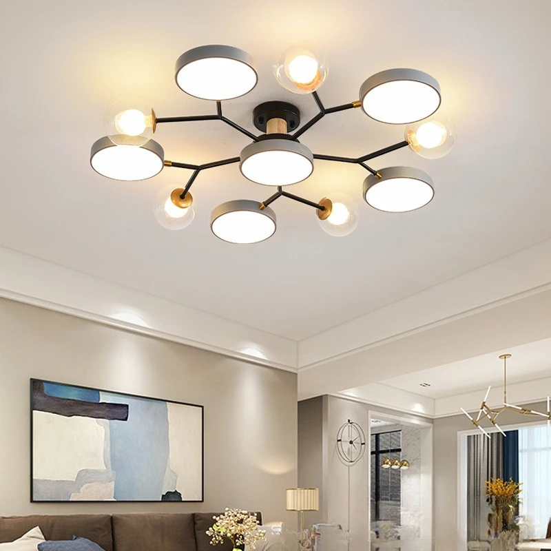 Modern Living Room Ceiling Lights Three Colors Led Bedroom Dining Study Lamp Hotel Hall Minimalist Creativity Macaron Chandelier