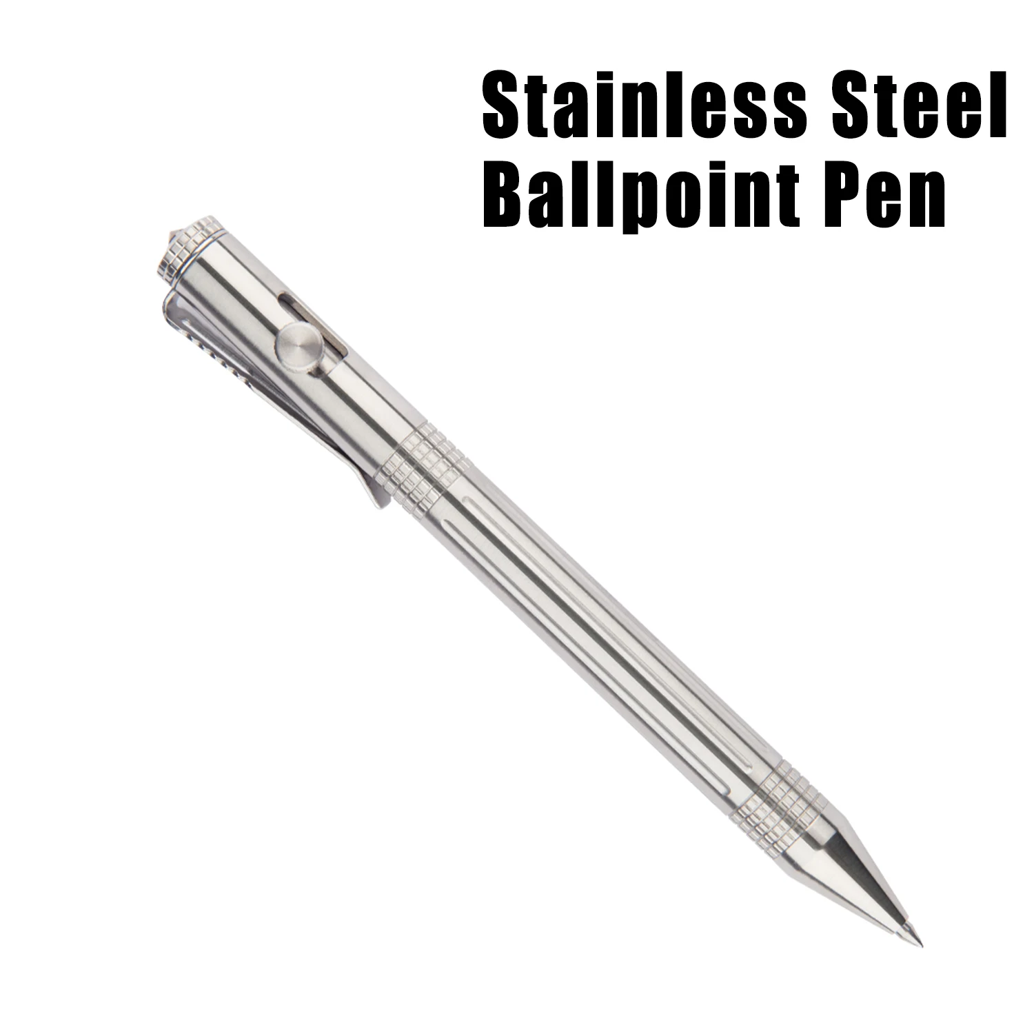 Stainless Steel Bolt Action Ballpoint Pen With Pocket Clip Durable Metal Writing Pen For Office School Daily Carry Signature Sta